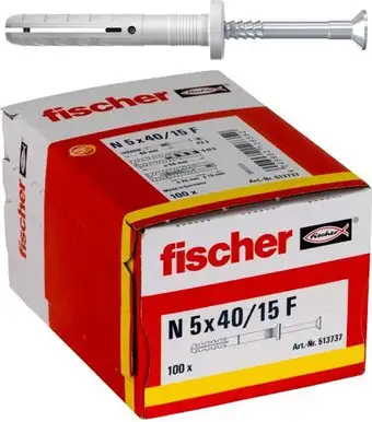 Дюбель-гвоздь Fischer N 5 x 40/15 F 513737 (100 шт) – изображение в каталоге