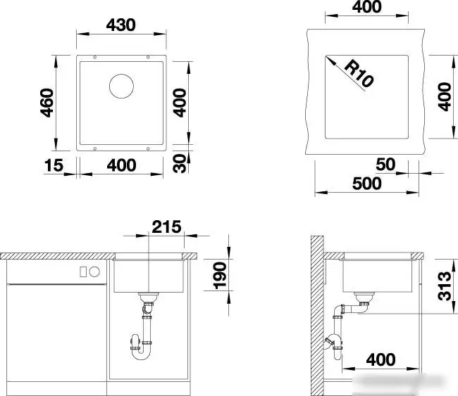 Кухонная мойка ZorG Subline 40 (черный оникс) - фото товара