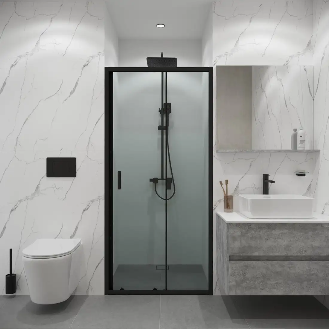 Душевая дверь Niagara NG-651-9AB 90x190 (черный/прозрачное стекло) - фото товара