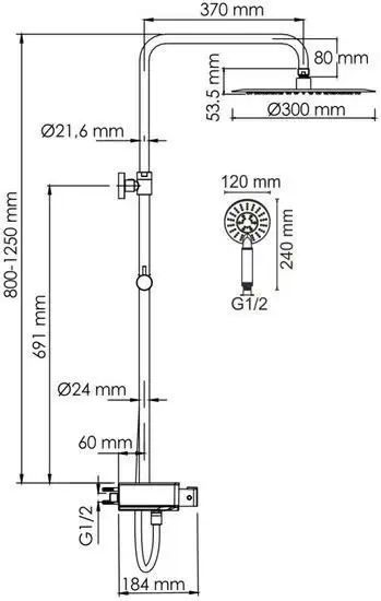 Душевая система Wasserkraft A113.116.058.CH Thermo - фото товара
