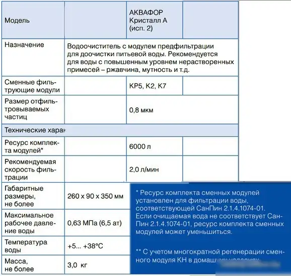 Стационарная система "под мойкой" АКВАФОР Кристалл А (исп. 2) - фото товара