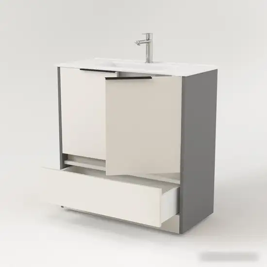 Дабер Тумба под умывальник 017 WeltWasser Deilbach 7517-70 Т17.7W.0.19Ч (бежевый/серый/ручка черная) – фото товара