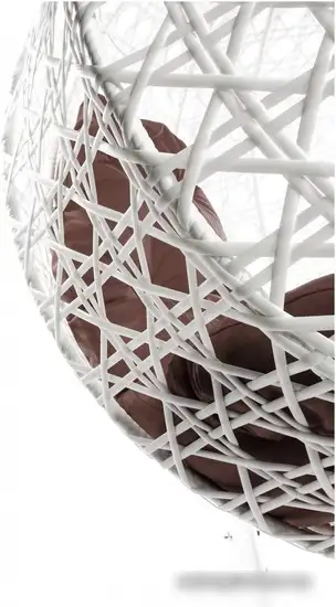 Подвесное кресло M-Group Для двоих Люкс 11510105 (белый ротанг/коричневая подушка) – фото товара