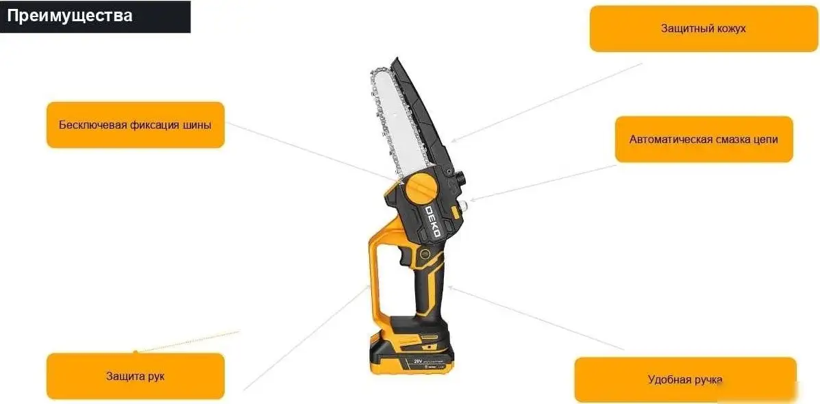 Аккумуляторная пила Deko DKCHS 20-6 063-4481-1 (с 2-мя АКБ) – фото товара