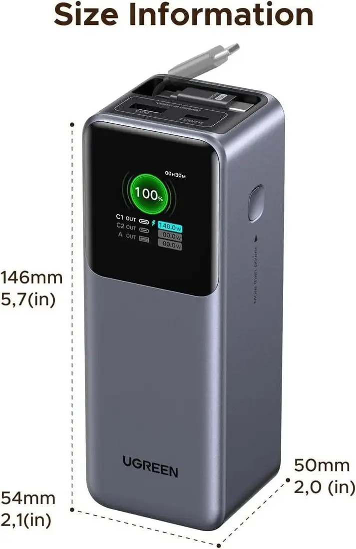 Внешний аккумулятор Ugreen PB726 95670B 20000mAh (серый) – фото товара