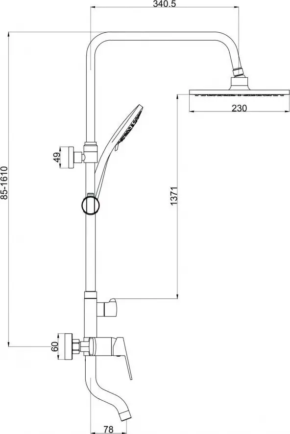 Душевая система Gross Aqua Flat GA9008SMD02MW - фото товара