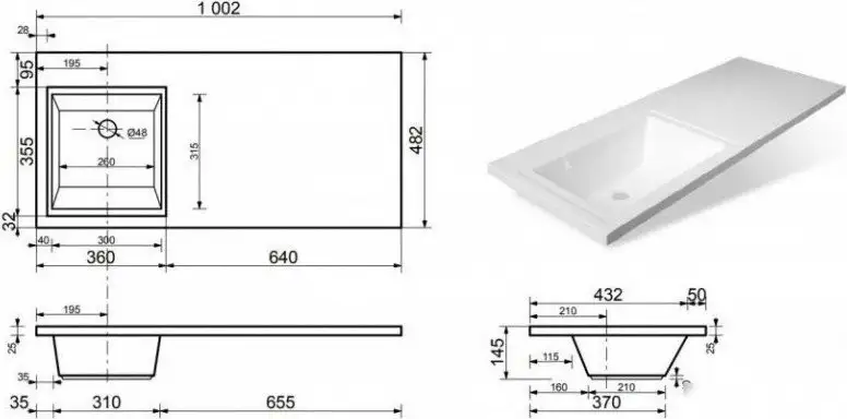 Умывальник Symbolite Estetus Даллас 100x48 левый - фото товара