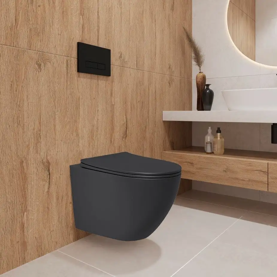 Унитаз подвесной Lauter Augsburg с жестким сиденьем Soft Close 21109EC (черный матовый, скрытое крепление) - фото товара