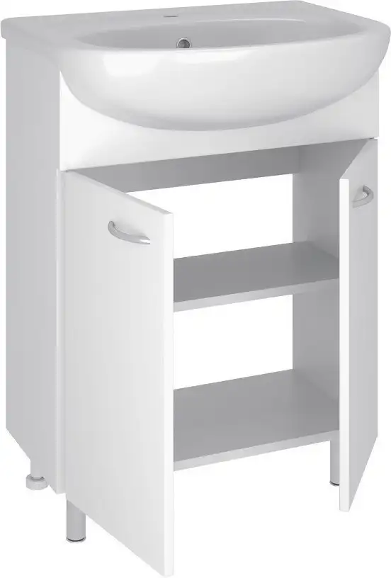 Runo Тумба с умывальником Runo Уют 60 + Уют 60 (напольная) – фото товара