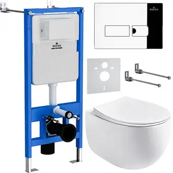 Унитаз подвесной Roxen Egg в комплекте с инсталляцией StounFix Slim 6 в 1 964205 (кнопка: хром глянец) - изображение в каталоге