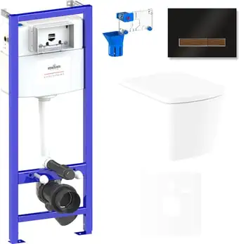 Унитаз Lavinia Boho Relfix Aveo Rimless 7 в 1 75110263 (черный/темное дерево стекло) - изображение в каталоге