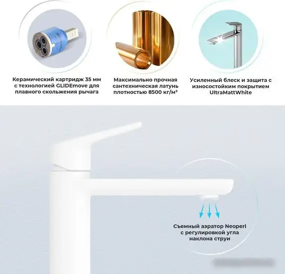 Смеситель Wellsee ICON! for life 182305000 (матовый белый) - фото товара