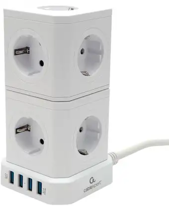 Сетевой фильтр Cablexpert TWR-9-U4-W-2 – изображение в каталоге