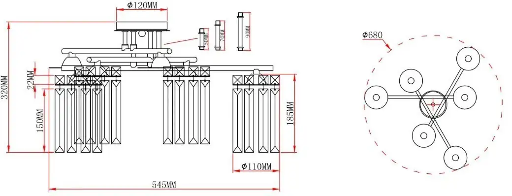 Люстра средней высоты Moderli Everly V10751-6C – фото товара