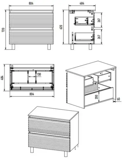 Brevita Тумба под умывальник Dakota 80 DAK-07080-19/01-2Я – фото товара