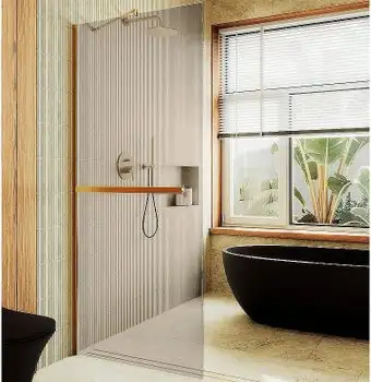 Душевая стенка MaybahGlass 99x195 MGD-1459-3ш (бронзовое стекло/золото) - изображение в каталоге