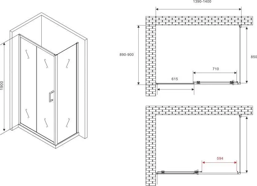 Душевой уголок Abber Schwarzer Diamant AG301405-S905 - фото товара