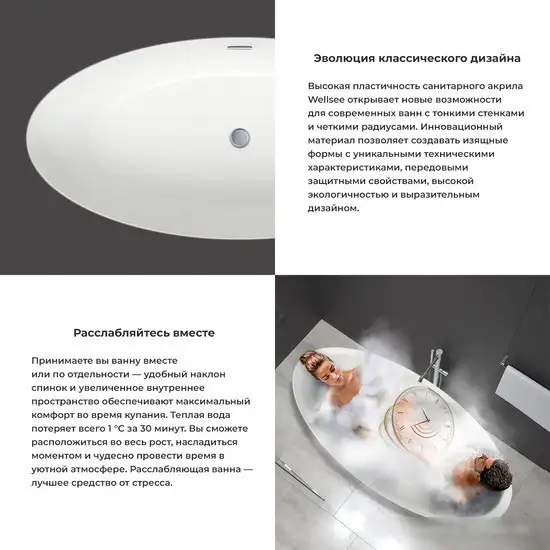 Ванна Wellsee Grand Prix 186x88,5 235601003 (отдельностоящая ванна белый глянец, экран, ножки, сифон-автомат матовый черный) - фото товара