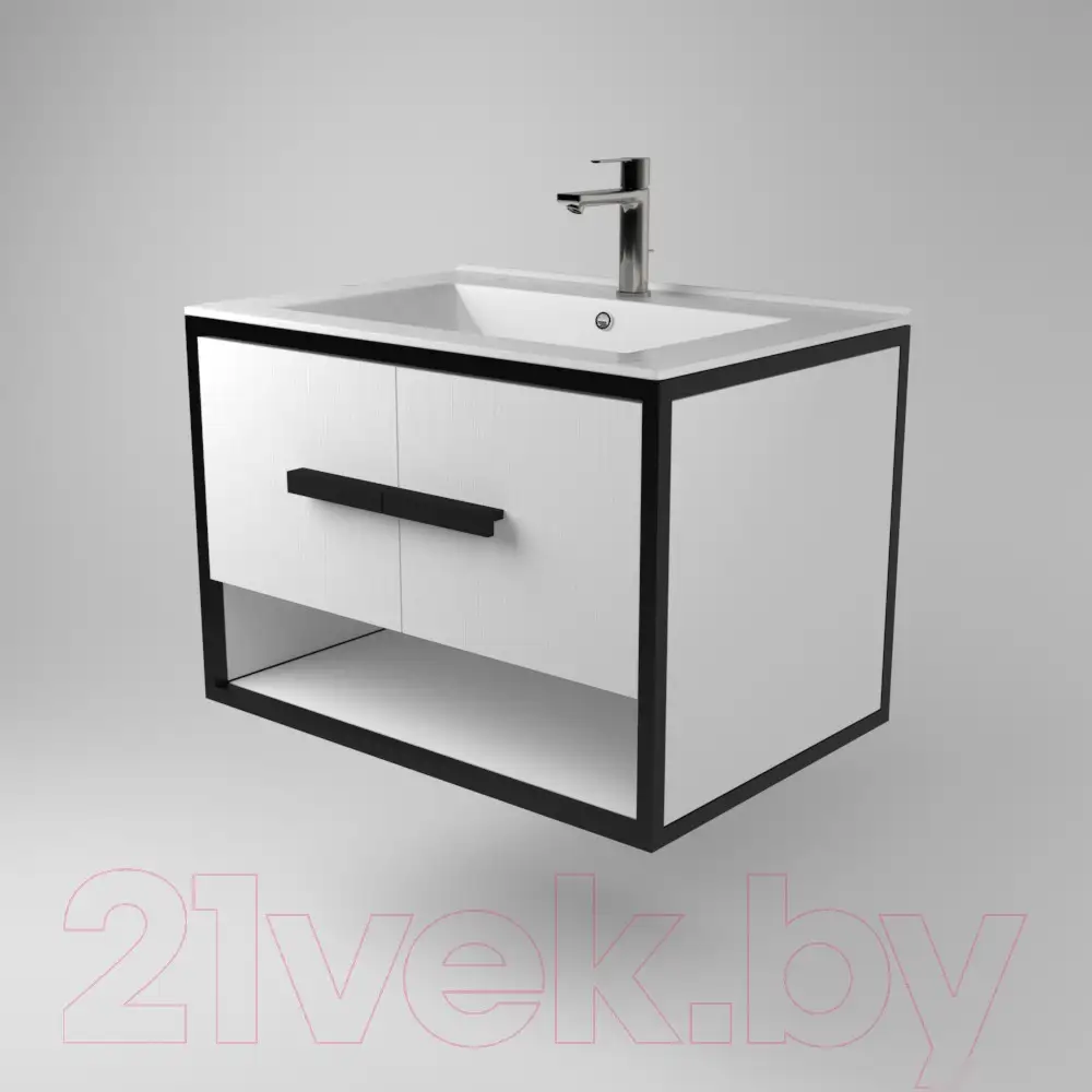 Дабер Тумба под умывальник 009 Andrea Elen 80 Т9.8А.2.5 (черный/белый) – фото товара