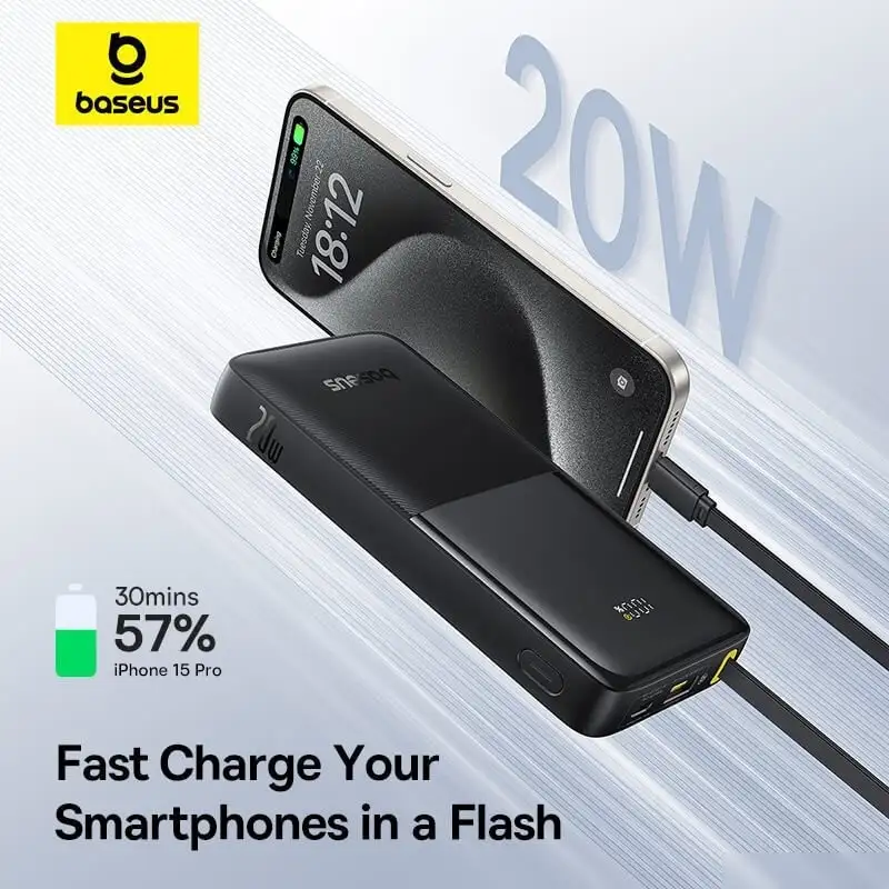 Внешний аккумулятор Baseus Bipow 2 Power Bank 10000mAh (черный) – фото товара