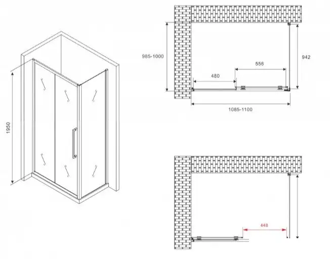 Душевой уголок Abber Schwarzer Diamant AG30110MH-S100M - фото товара