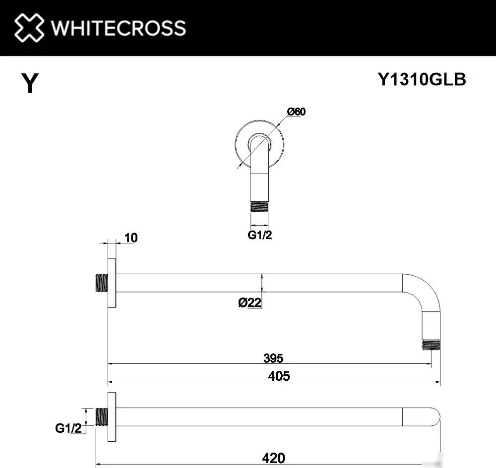 Держатель верхнего душа Whitecross Y1310GLB (брашированное золото) - фото товара