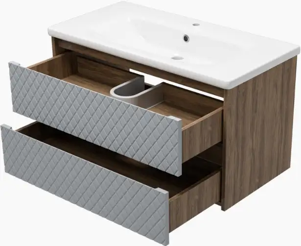 Brevita Тумба под умывальник Chester 90 CHE-09090-49502Я (серый/темное дерево) – фото товара