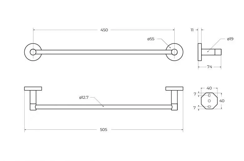 Держатель для полотенца Cezares RELAX-TH-50-GM (оружейная сталь) – фото товара