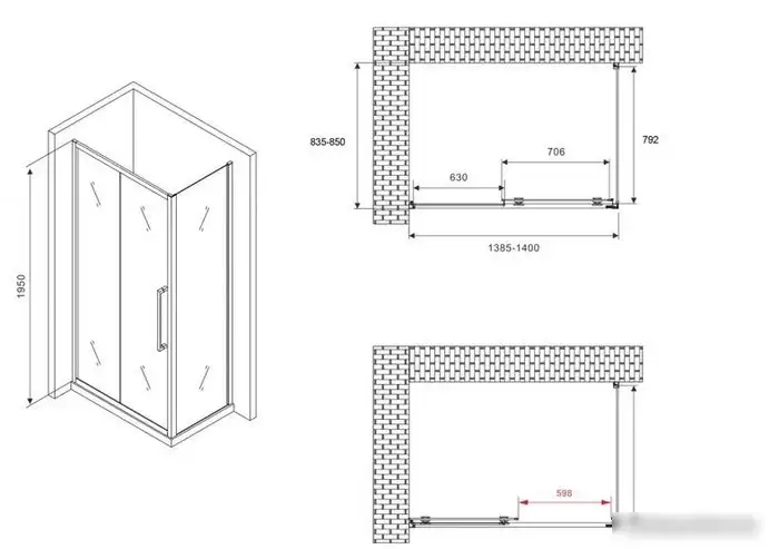 Душевой уголок Abber Schwarzer Diamant AG30140MH-S85M - фото товара