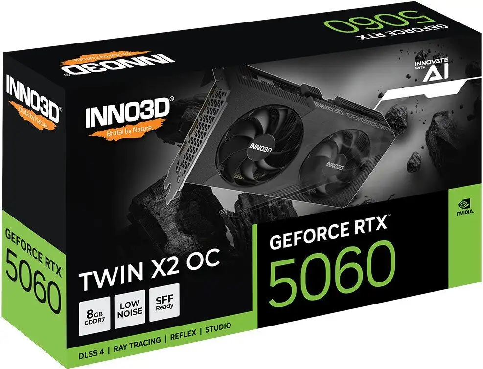 Видеокарта Inno3D GeForce RTX 5060 8GB Twin X2 OC N50602-08D7X-195071N – фото товара