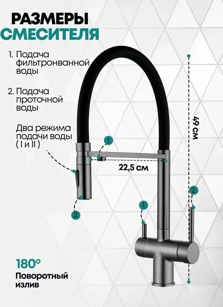 Смеситель Grocenberg GB4096 (графит) - фото товара