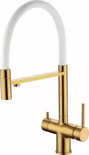 Смеситель Grocenberg GB4099 с гибким изливом (золотой брашированный) - изображение в каталоге