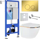 Унитаз подвесной Roxen Antares Gold в комплекте с инсталляцией StounFix Dual Fresh 6 в 1 968092 (кнопка: золото глянцевое ) - изображение в каталоге
