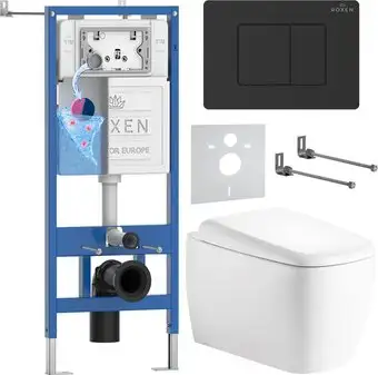 Унитаз подвесной Roxen Martin в комплекте с инсталляцией StounFix Dual Fresh 6 в 1 868521 (кнопка: черный матовая) - изображение в каталоге