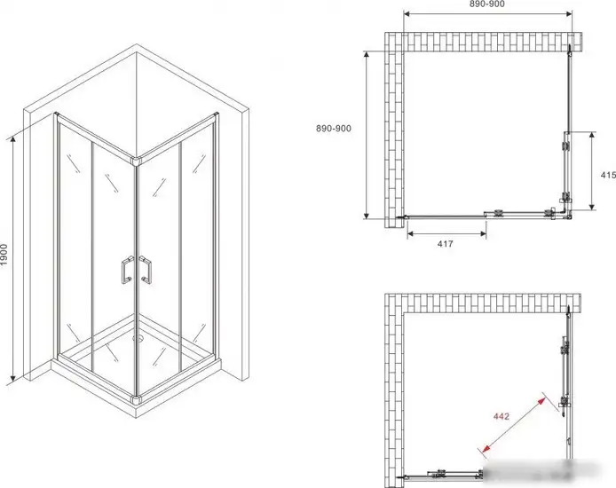 Душевой уголок Abber Schwarzer Diamant AG02090B5 - фото товара