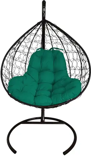 Подвесное кресло M-Group XL 11120404 (черный ротанг/зеленая подушка)