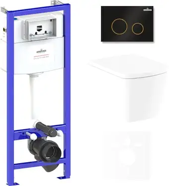 Унитаз Lavinia Boho Relfix Aveo Rimless 6 в 1 75110250 (черный/золотистый пластик) - изображение в каталоге