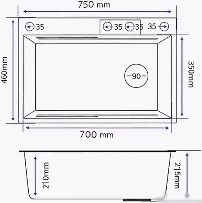 Кухонная мойка MARRBAXX B7546-R Decor B7546-DMR (графит/темно-серый) - фото товара