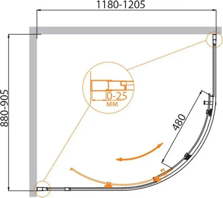 Душевой уголок Cezares MOLVENO-RH-1-120/90-C-BORO-IV - фото товара
