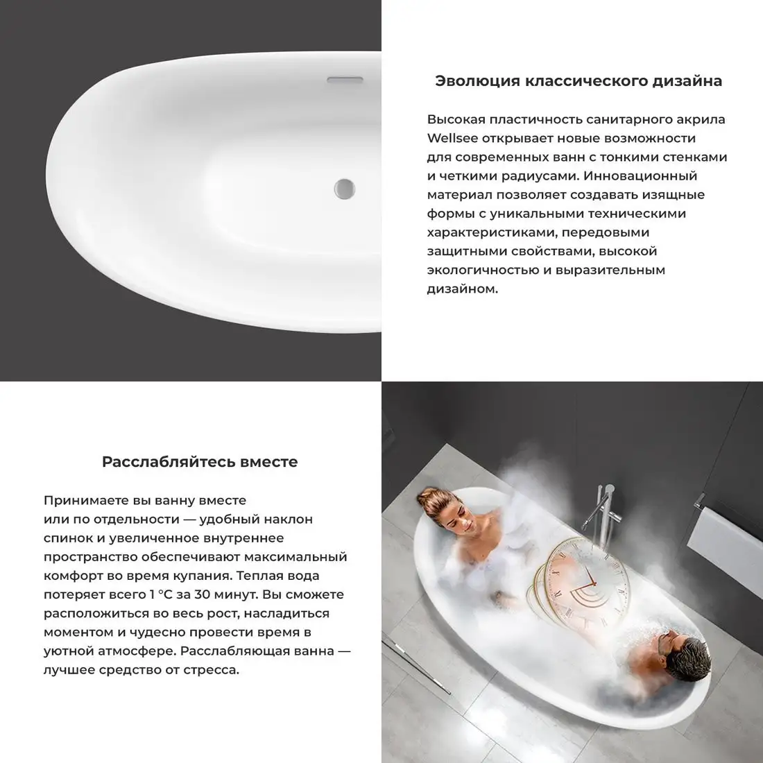 Ванна Wellsee Enjoy e Amedeo 175x83 23740102R (отдельностоящая ванна белый глянец, экран, ножки, сифон-автомат глянцевый белый) - фото товара