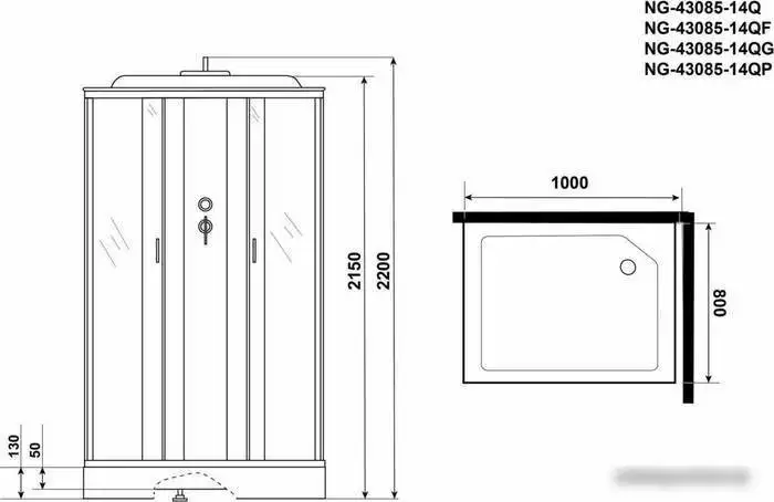 Душевая кабина Niagara NG-43085-14QF 100x80 - фото товара