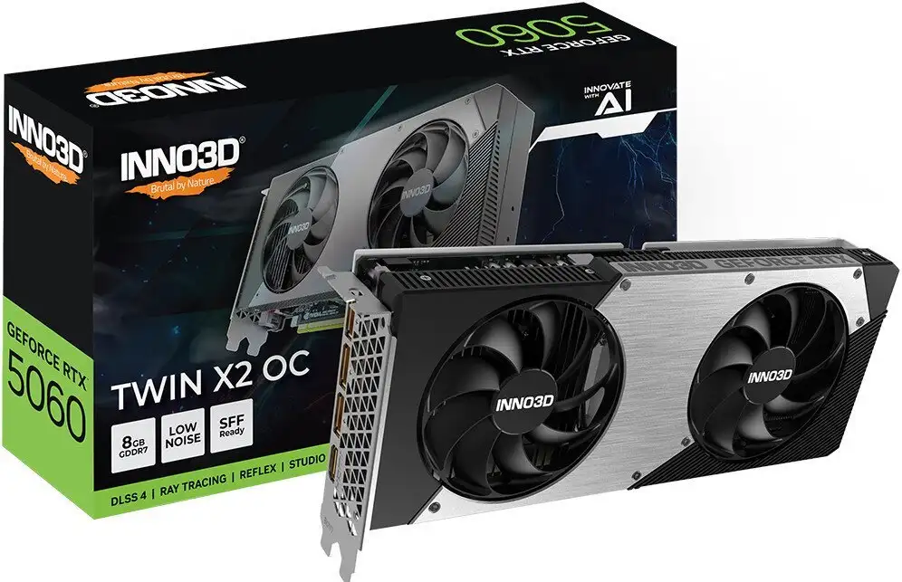 Видеокарта Inno3D GeForce RTX 5060 8GB Twin X2 OC N50602-08D7X-195071N – фото товара