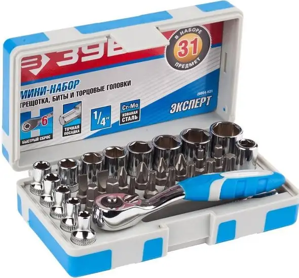 Набор торцевых головок и бит Зубр 26054-H31 (31 предмет) – фото товара