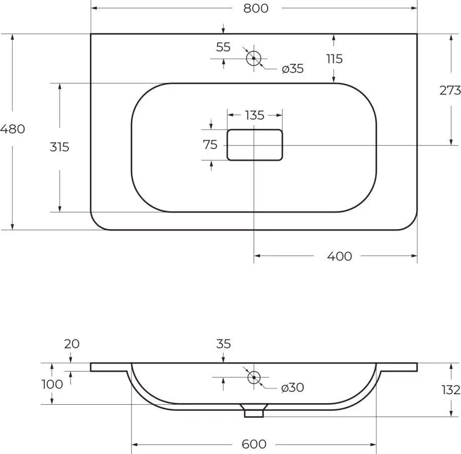 Умывальник Cezares CZR-800/480-LV-MR-NV - фото товара