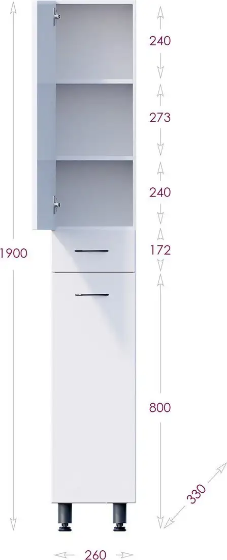 Onika Шкаф-пенал для ванной Модерн 26.17 L с корзиной (402606) – фото товара