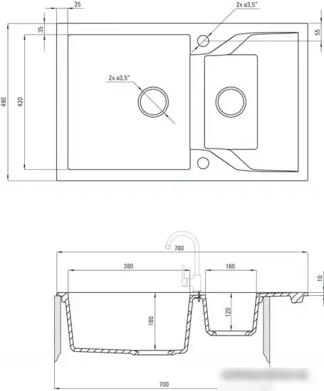 Кухонная мойка Deante Andante ZQN 7513 (песочный) - фото товара