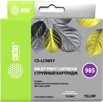 Картридж CACTUS CS-LC985Y (аналог Brother LC985Y) – изображение в каталоге