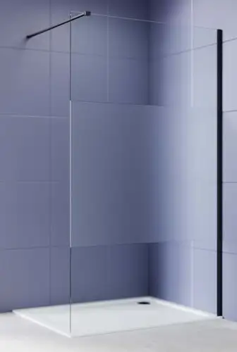 Душевая стенка Aquatek Walk in с держателем 140x200 AQ.WI.140.3BL (черный/прозрачное стекло) - изображение в каталоге