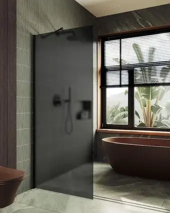 Душевая стенка MaybahGlass 99x195 MGD-1356-6ш (графитовое матовое стекло/черный) - изображение в каталоге