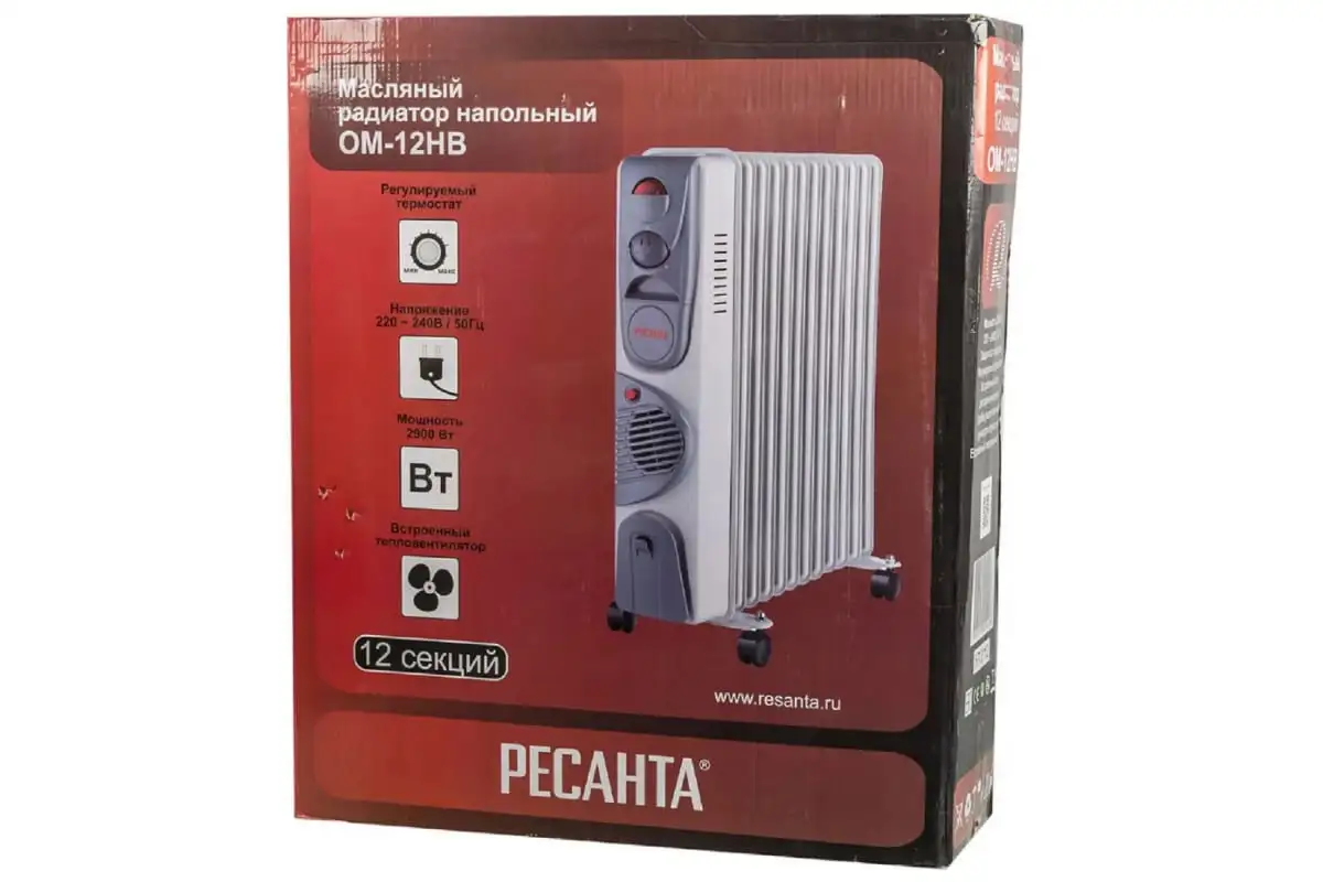 Масляный радиатор Ресанта ОМ-12НВ - фото товара